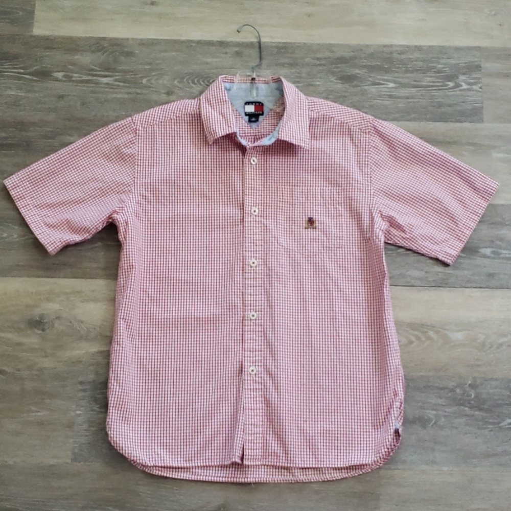 Boys Red & White Tommy Hilfiger B-Dn Shirt Medium